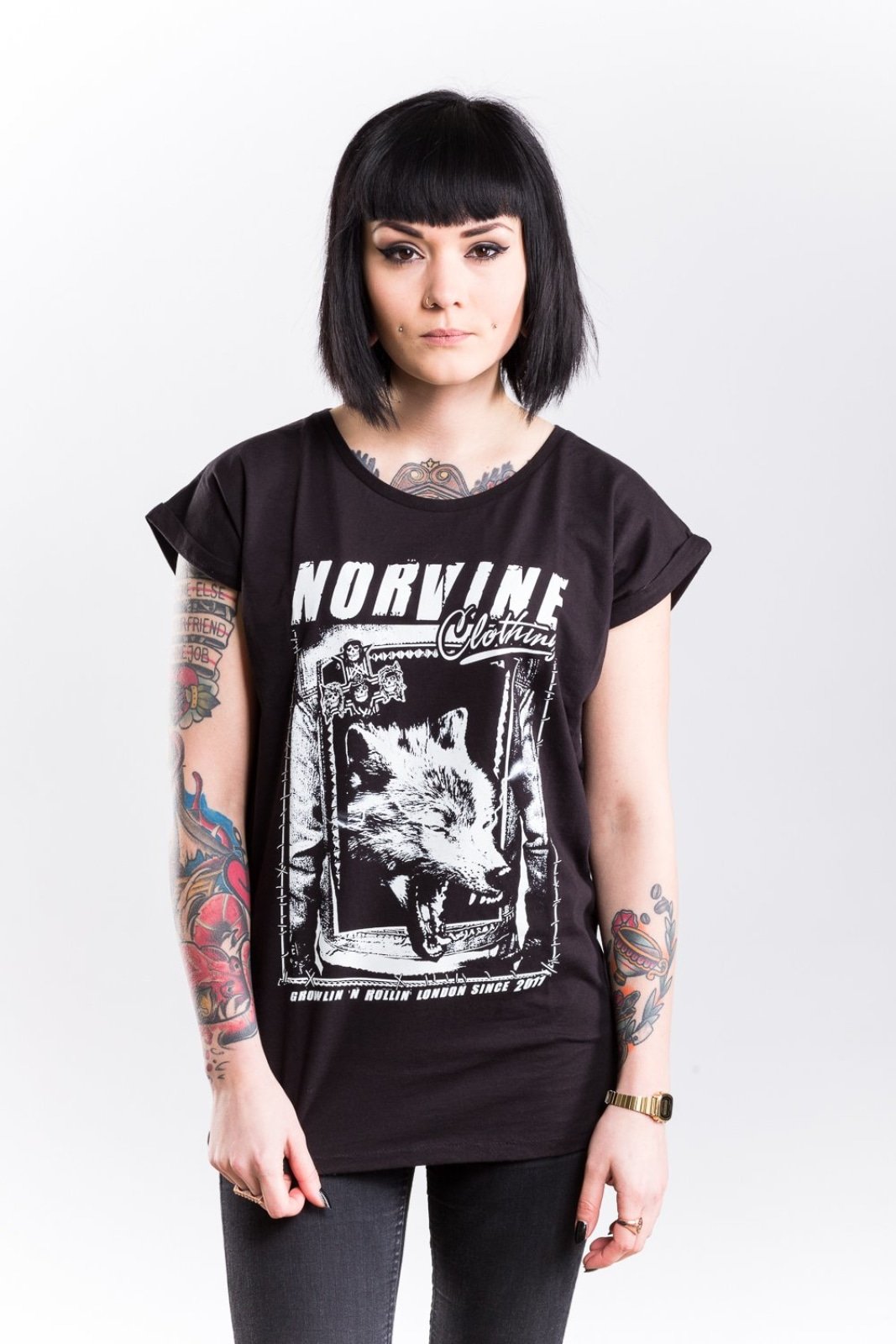 WOLF Women's Rolled Sleeve Tunic T-Shirt