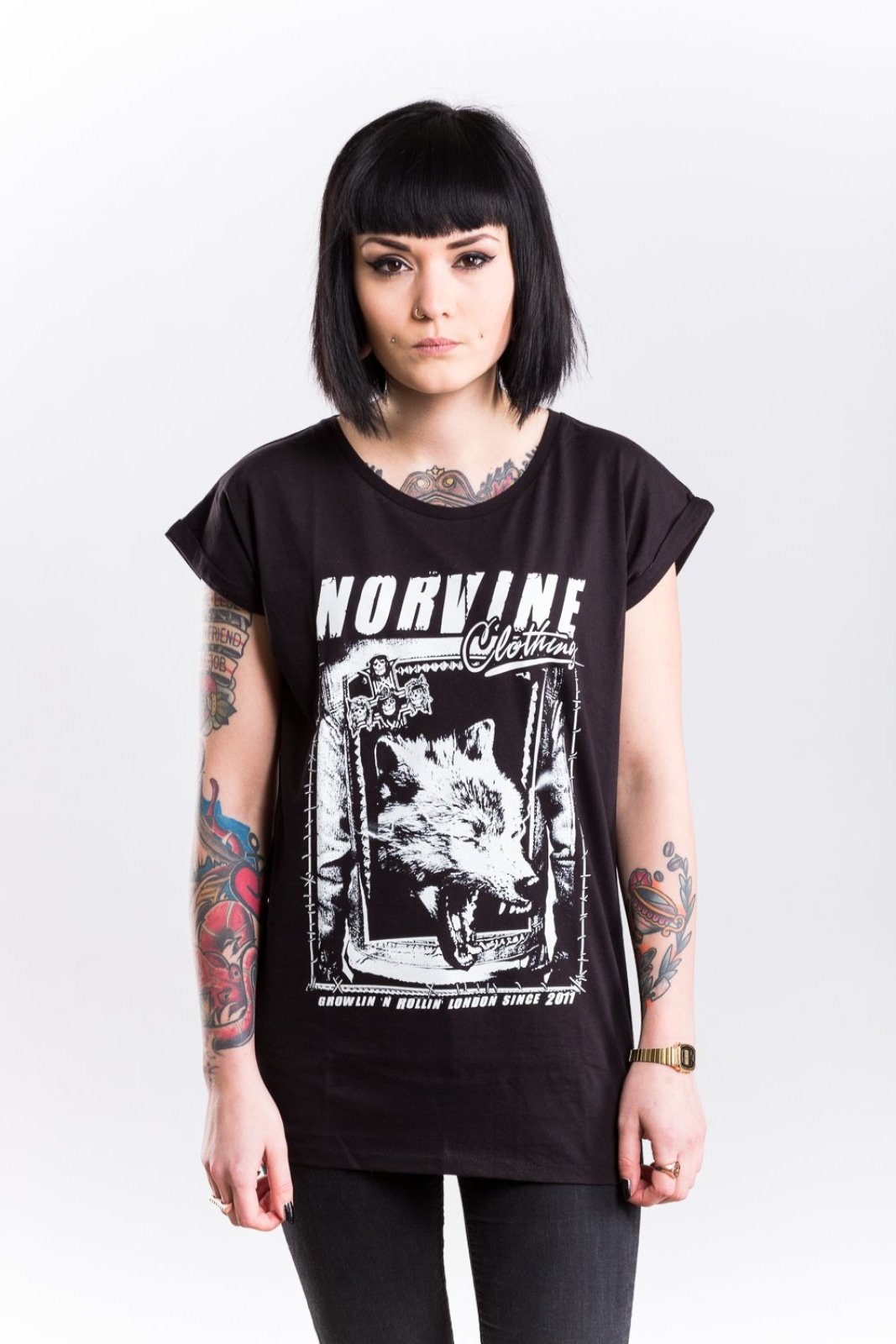 WOLF Women's Rolled Sleeve Tunic T-Shirt