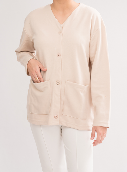 Women's Stylish Cardigan - Stone